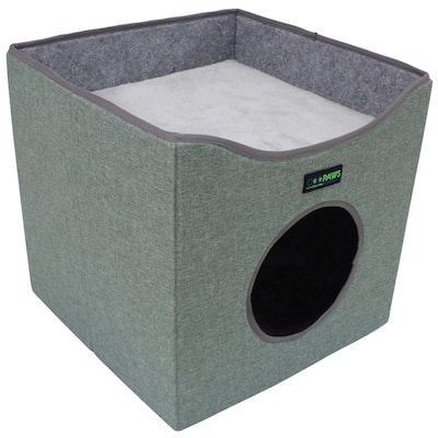 JESPET & GOOPAWS: Foldable Cat Condo - Sage Green - 15.5 x 15" - Sage Green