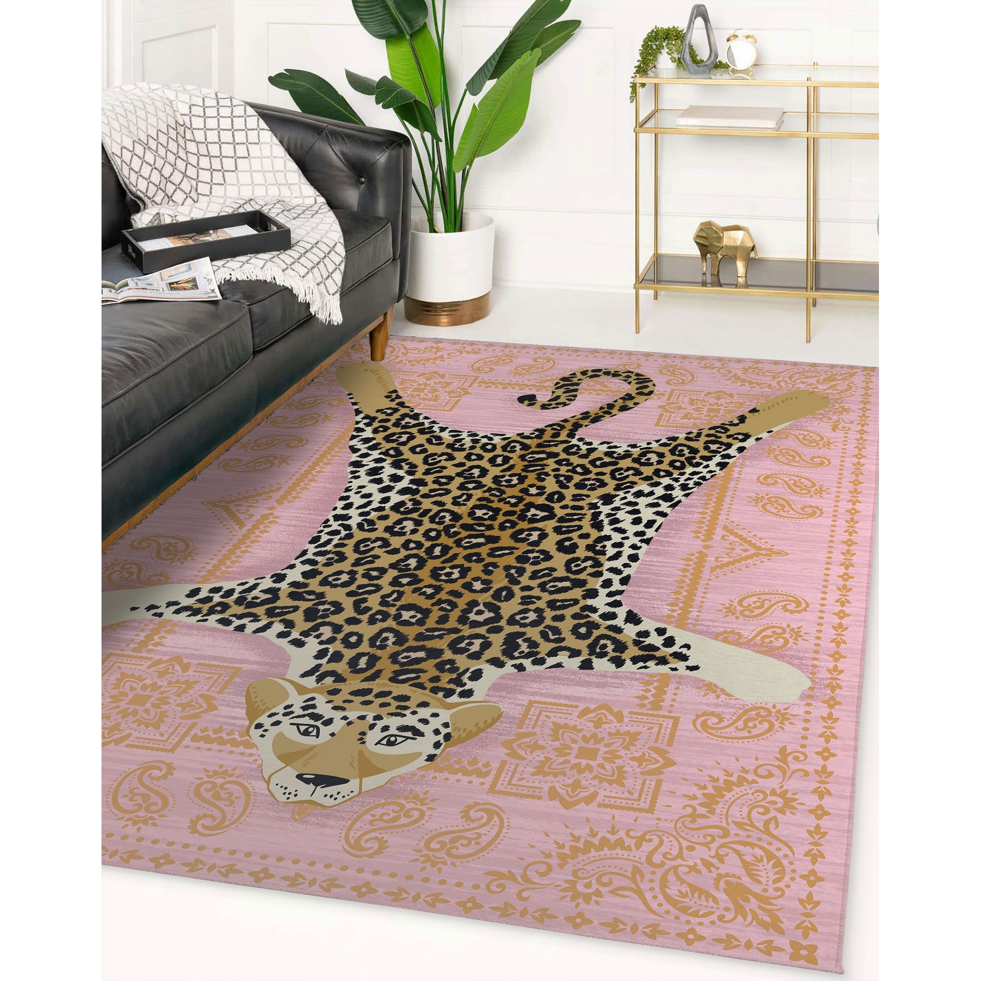 Kitchen Bathroom Mat Rug Doormat  Hot Pink Leopard Print Animal S