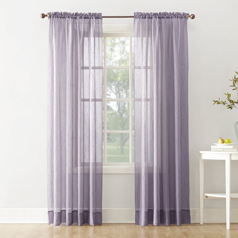 No. 918 Erica Sheer Crushed Voile Single Curtain Panel, Single Panel - 51 x 63 - Lavender
