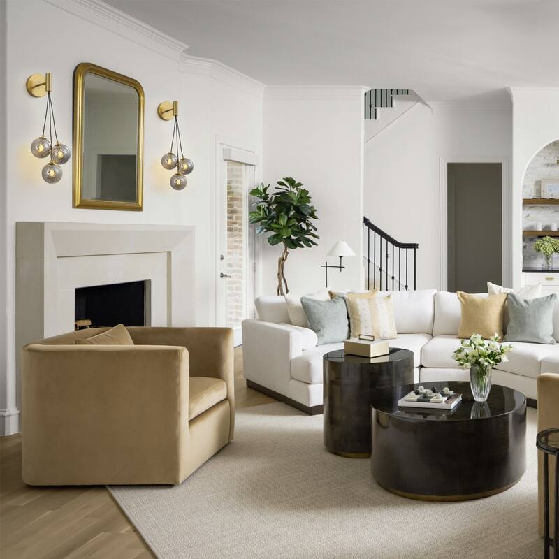 3-Light Modern Gold Metal Wall Sconce Glass Globe Shades