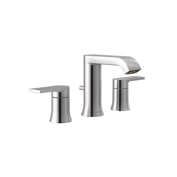 Moen T6708 Genta 1.2 GPM Widespread Bathroom Faucet with Pop-Up Drain Assembly and M-Pact Valve system