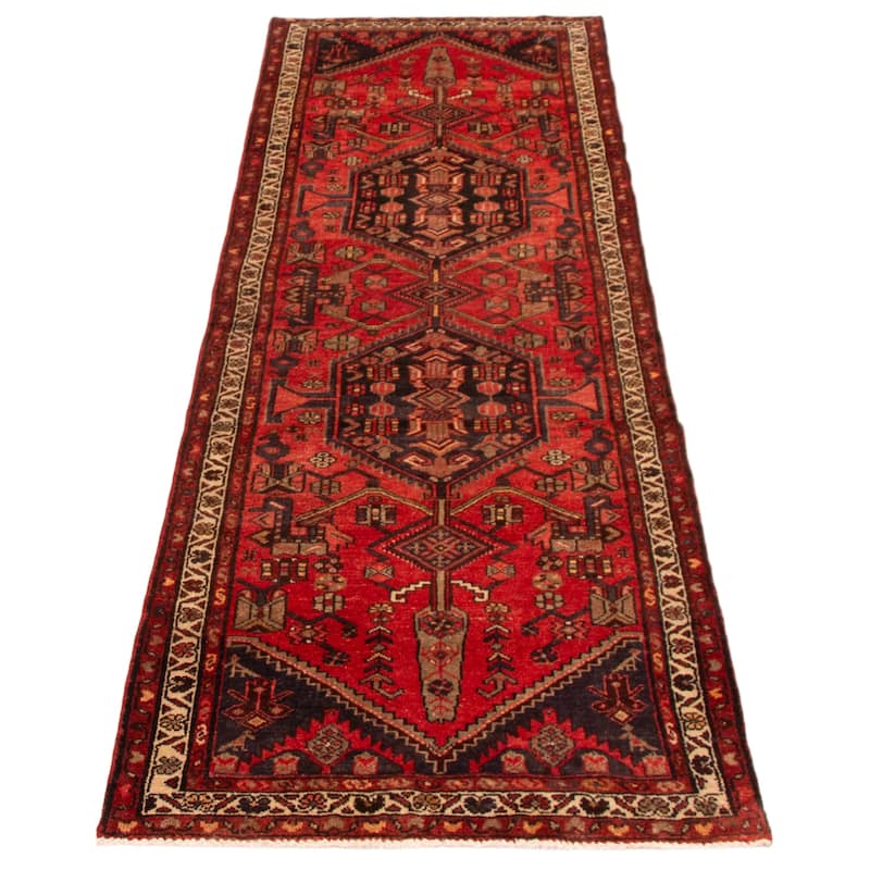 ECARPETGALLERY Hand-knotted Andelz Red Wool Rug - 3' 1" x 10' 1"