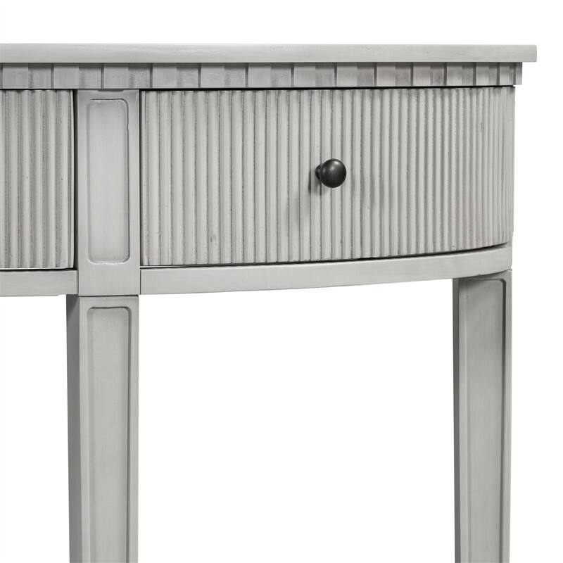Curve Design Console Table with 3 Storage Drawers, Modern Entryway Table Sofa Table with Vertical Stripe Design and 4 Legs