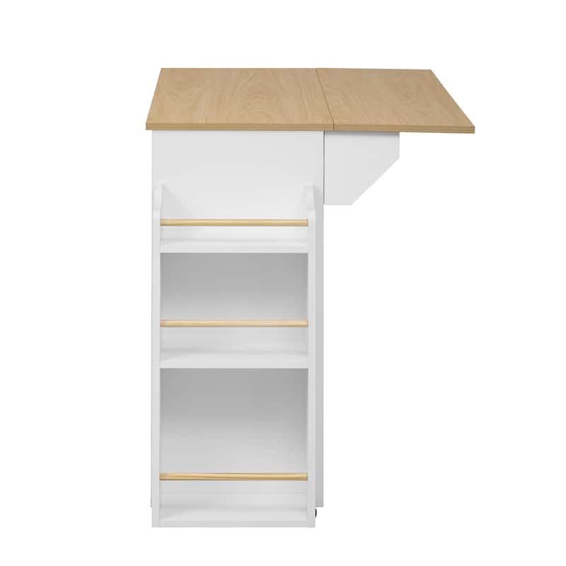 Farmhouse Dog Crate Kitchen Island with Drop Leaf, Pet-Friendly End Table Mobile Kitchen Cart with Storage