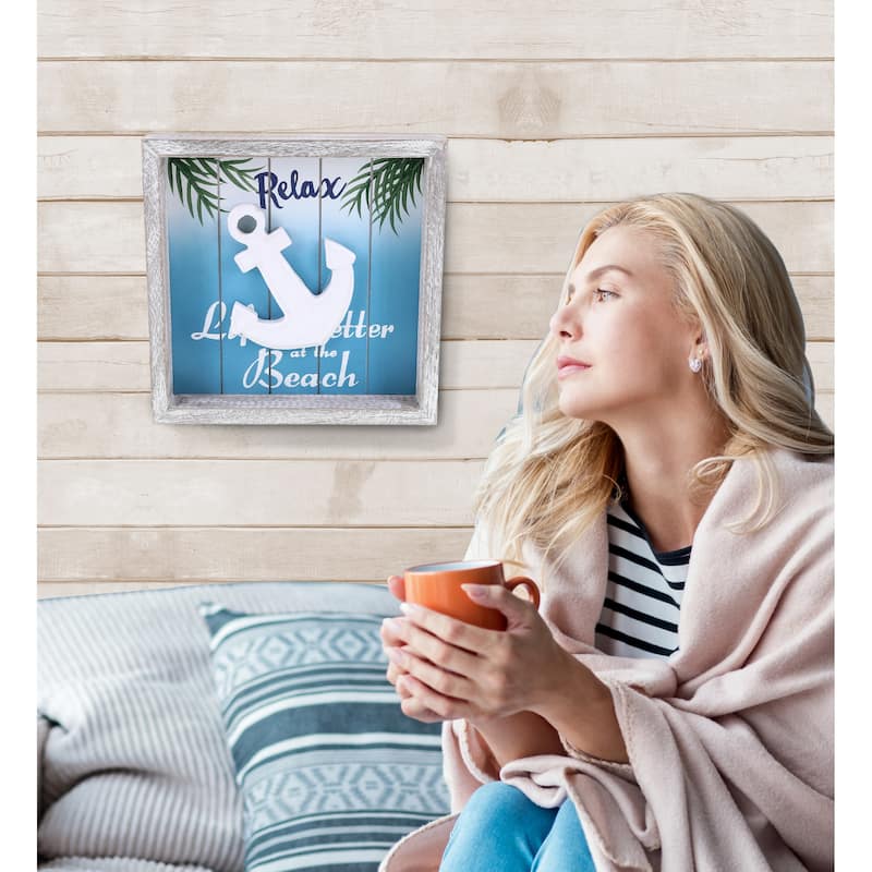 CoTa Global Aqua Sky Wall Relax Hanging Signs with Hang Mount, 2 Piece - 8.8″Lx8.8″Wx1.5″H