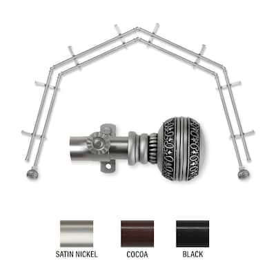 InStyleDesign Helena 13/16" 4-Sided Double Bay Window Curtain Rod