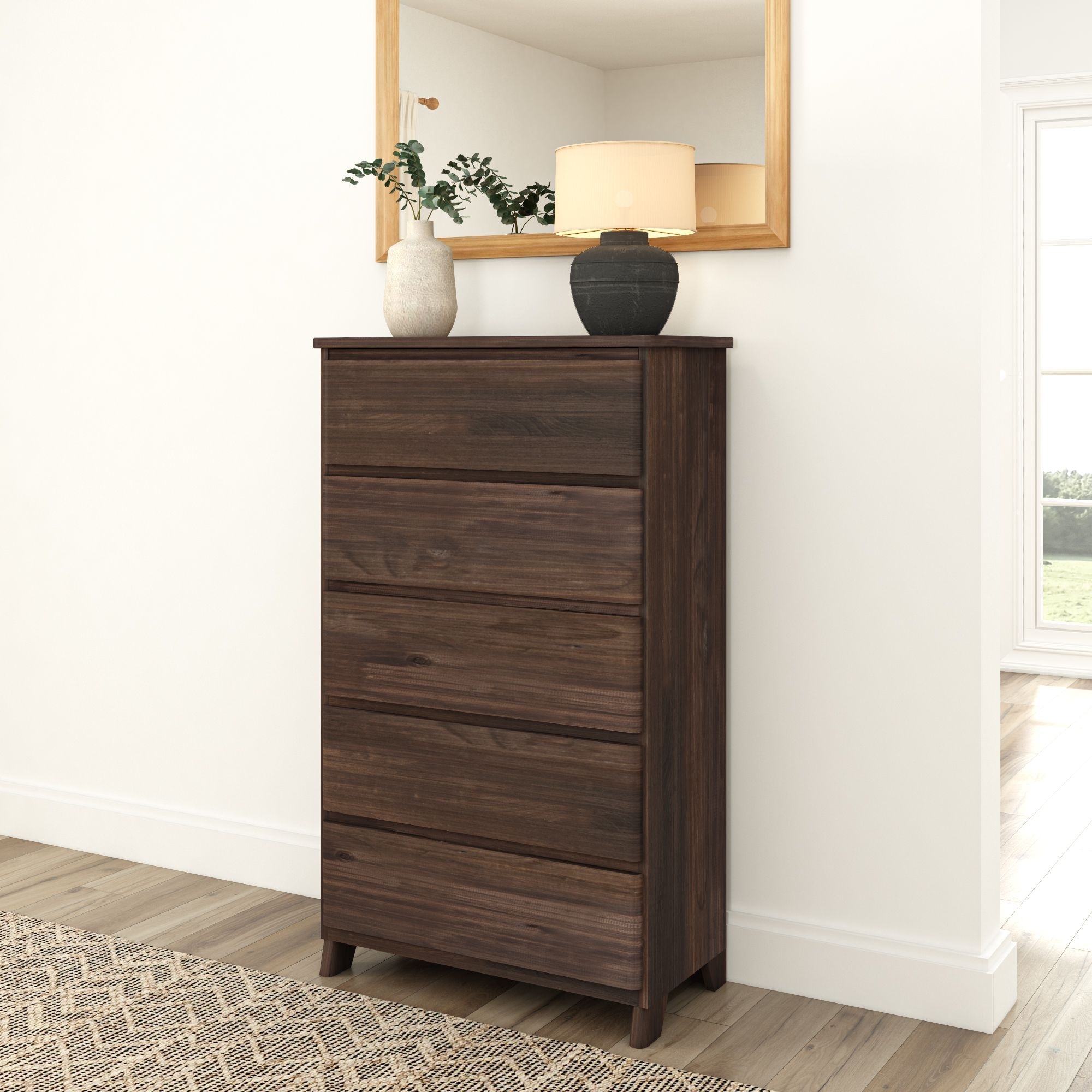 Farmhouse 5-drawer Solid Wood Tall Dresser