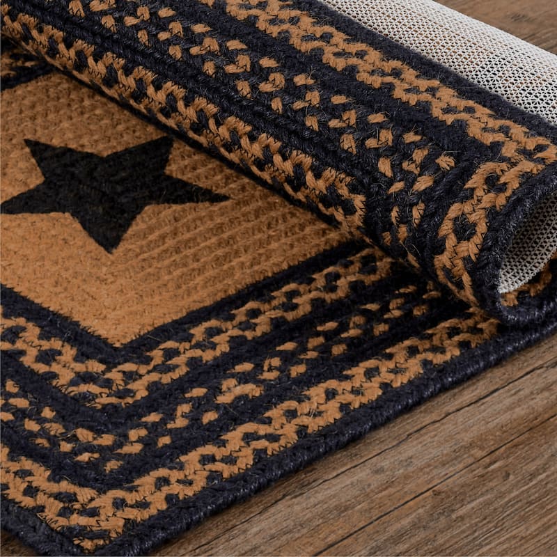 Farmhouse Jute Rug Rect Stencil Stars w/ Pad 20x30 - 20"x30"