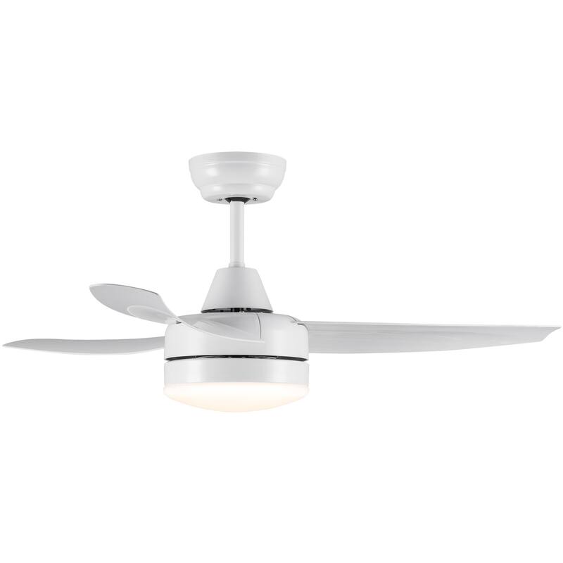 42 Inch Ceiling Fan with LED Light, 6 Speed Remote Control Ceiling Fan Lighting with Reversible Ultra Quiet Motor - Matte White