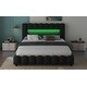 preview thumbnail 5 of 6, Queen Size Platform Bed with LED Headboard and Large Underneath Storage, Upholstered Bed with Support Legs, Grey