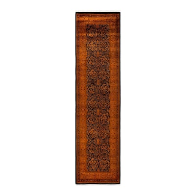Overton Hand Knotted Wool Vintage Inspired Modern Contemporary Overdyed Orange Runner Rug - 2' 4" x 9' 7"