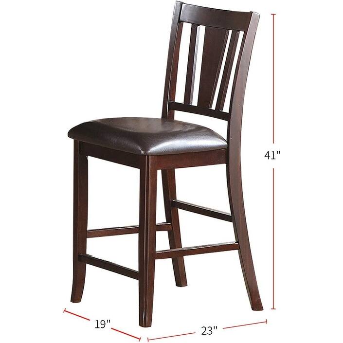 6 Pcs Counter Height Dining Table Set with Butterfly Leaf, Wooden Kitchen Furniture Set with 4 PU Upholstered Chairs & 1 Bench