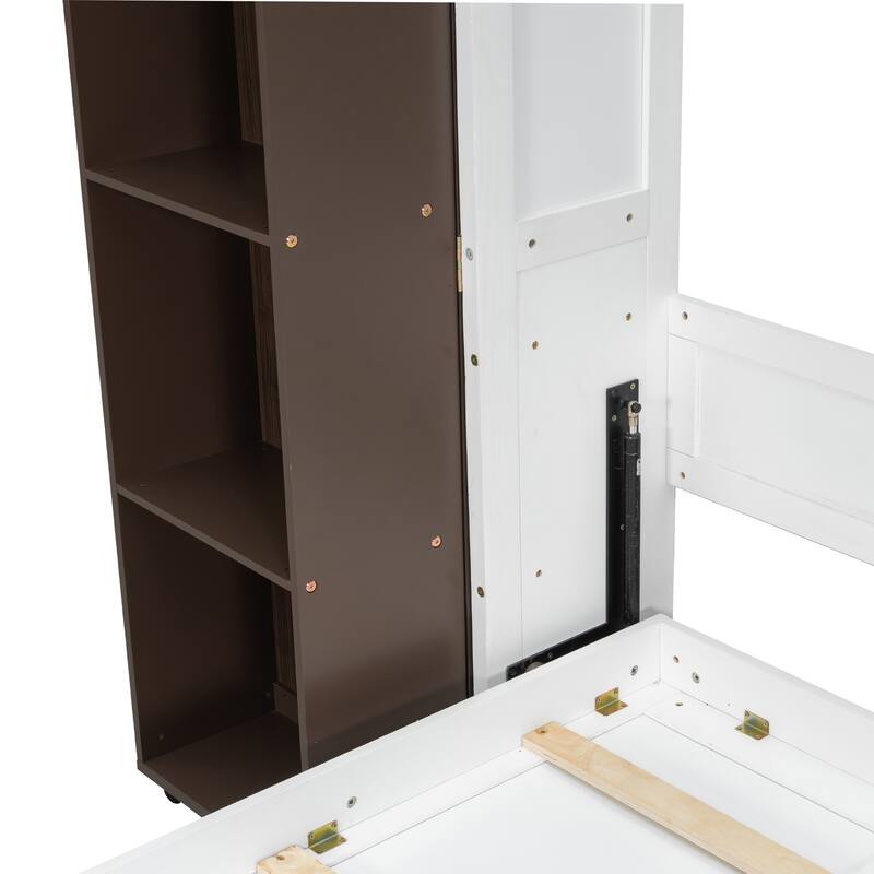 Queen Murphy Bed Wall Bed With Storage Doors,Equipped With Spacious, Push-Pull Foldable Storage Cabinets On Both Sides