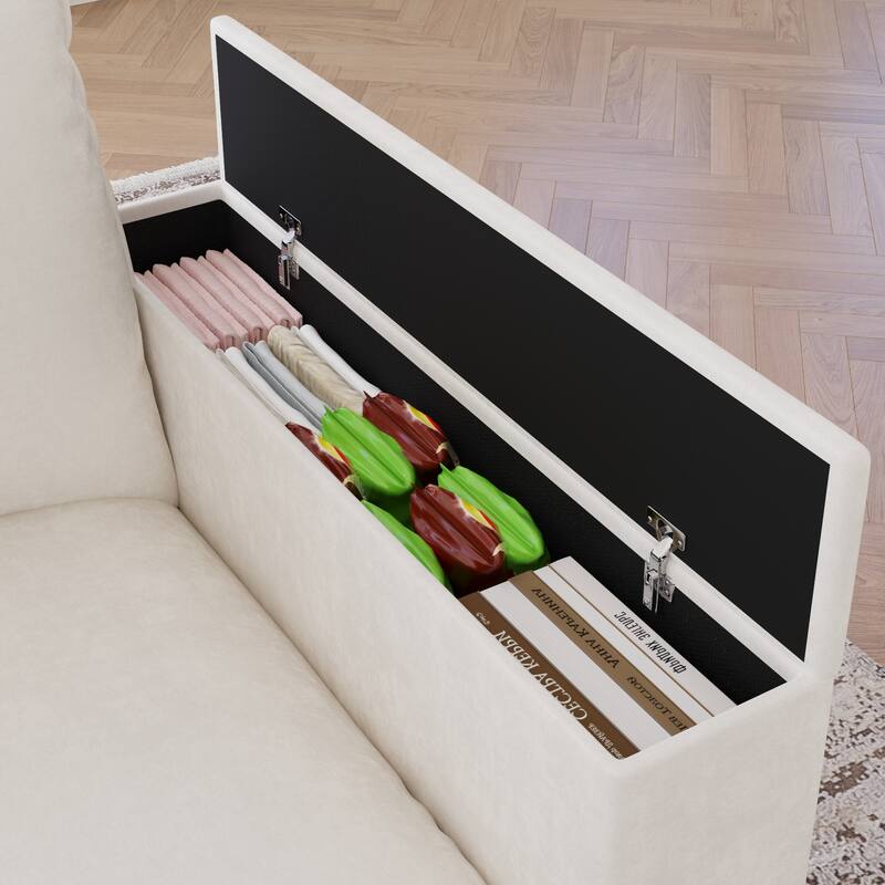 GDFStudio - Chenille L-Shaped 97" 5-Seater Sectional Sofa with Armrest Storage