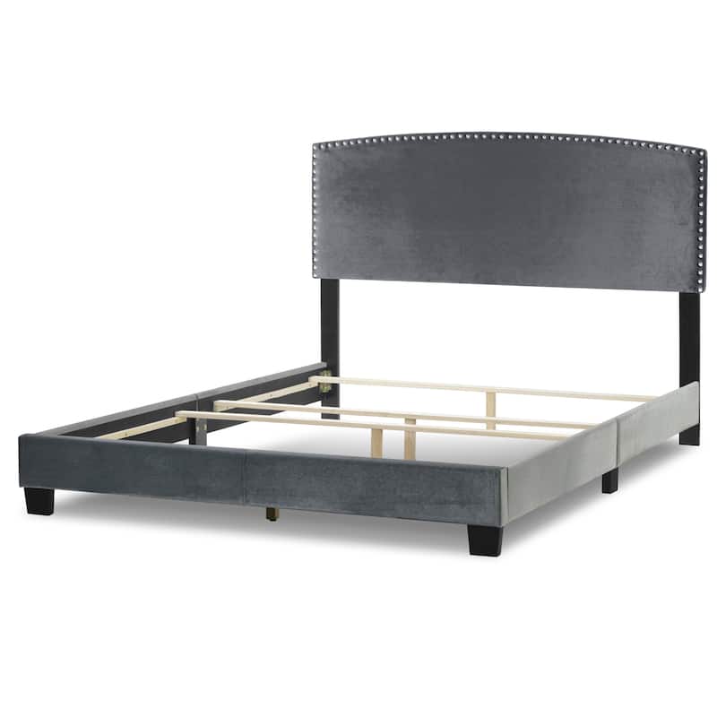 Ausca Fabric Queen Bed with Nail Head Trim