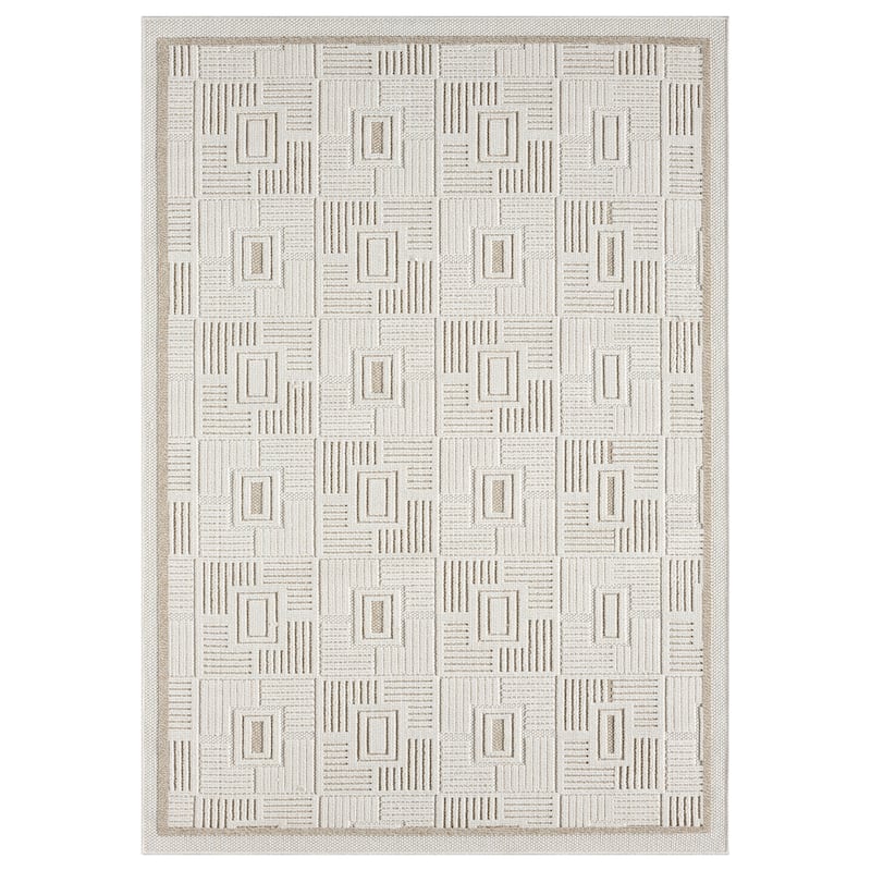 Terra by Obeetee Nimes Harmonic Tile Rug - Natural/Criss Cross - 2' x 7'3"