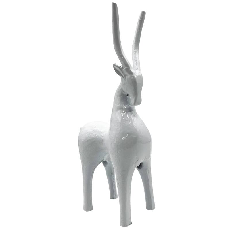 12 Inch Tall Decorative Handmade Aluminum Goat Sculpture - 6 x 3 x 12 in - White
