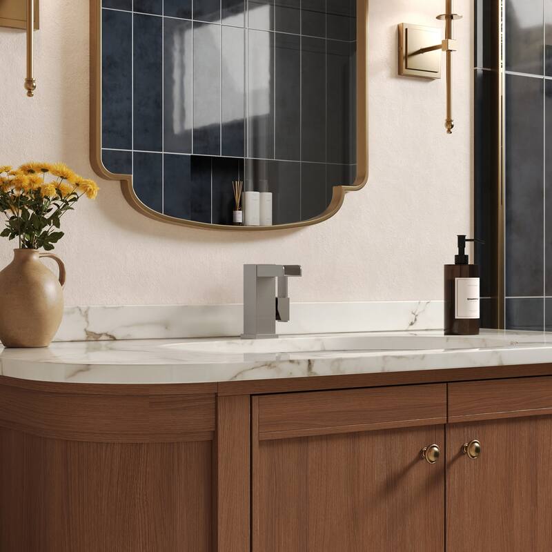 GRANDJOY LED Waterfall Bathroom Sink Faucet with Drain Assembly, Single Handle Vanity Fixture