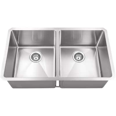 Hardware Resources 32" Undermount Double Basin Stainless Steel Kitchen