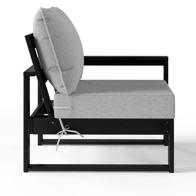 Polytrends Endless Patio Deep Seating Right Arm Chair with Black Frame