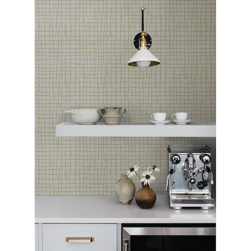 A-Street Prints Albin Pearl Gridline Wallpaper