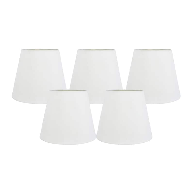 Meriville Faux Silk Clip On Chandelier Lamp Shades, 4-inch by 6-inch by 5-inch - Set of 5 - Off-White