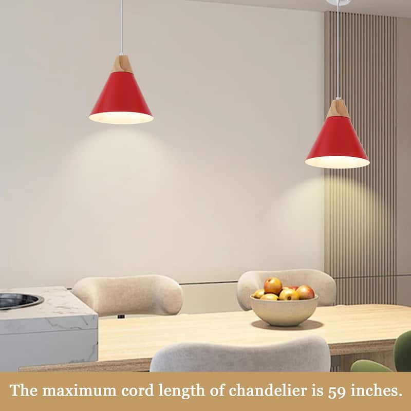 Farmhouse Pendant Light Fixture with Wood and Metal for Kitchen, Hallway,Living Room