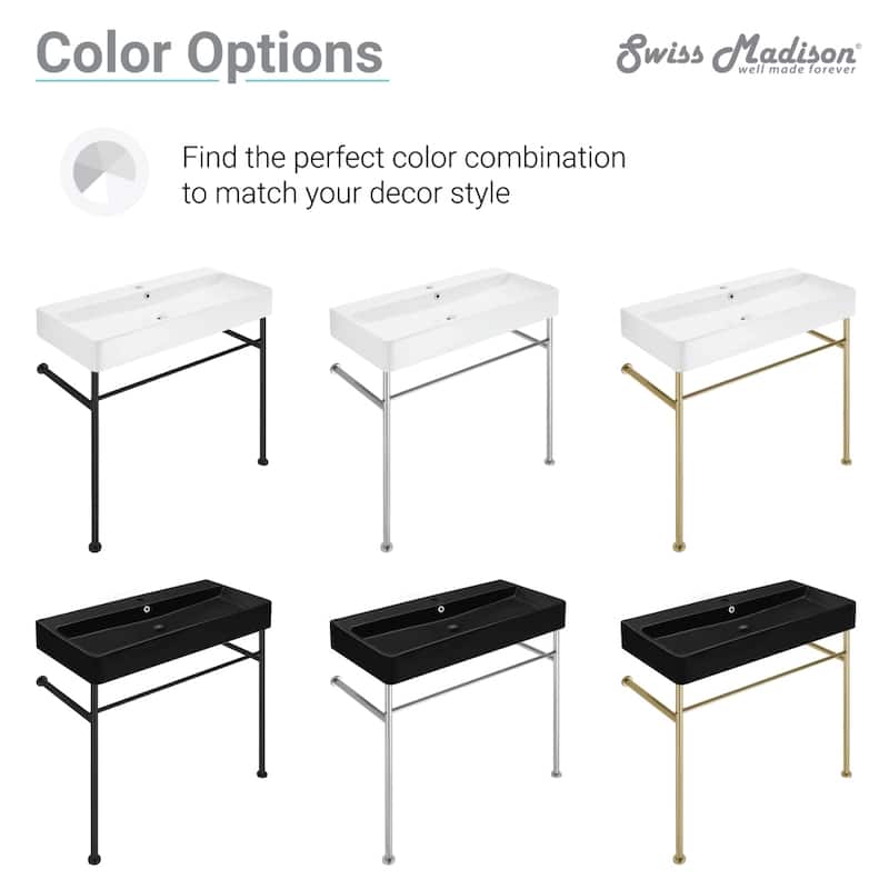 Claire Ceramic Console Sink White Basin Gold Legs