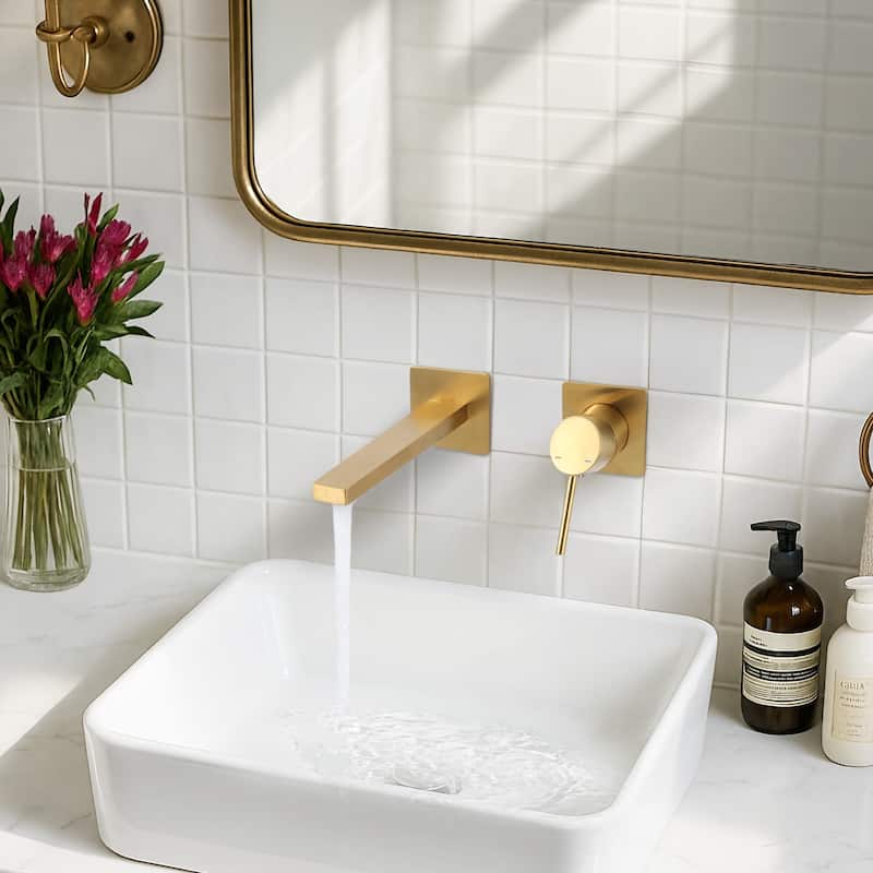 WOWOW Wall Mount Single Handle Bathroom Faucet in Modern