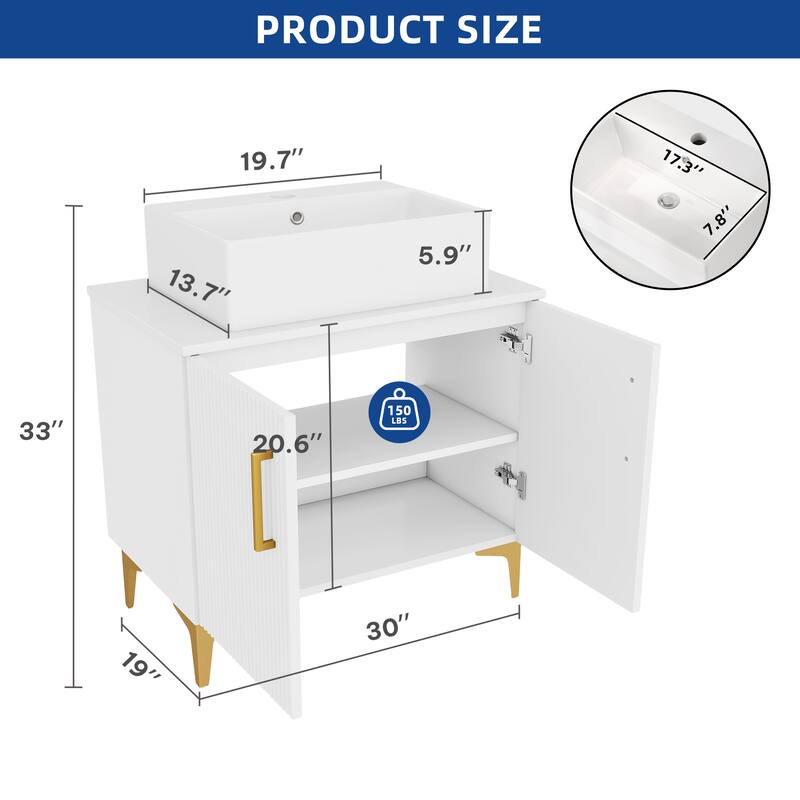 Moasis 24 Inch/30Inch Bathroom Vanity Storage Cabinet Vanity with Counter Top Sink