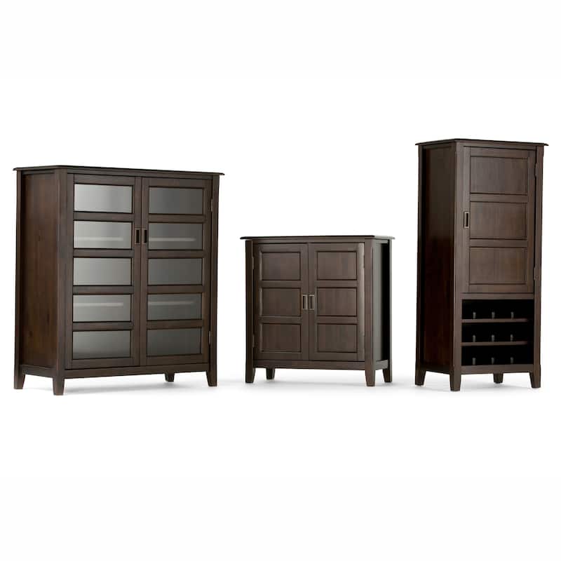 WYNDENHALL Portland SOLID WOOD 40 inch Wide Transitional Medium Storage Cabinet in Mahogany Brown - 40"w x 16.9"d x 44"h