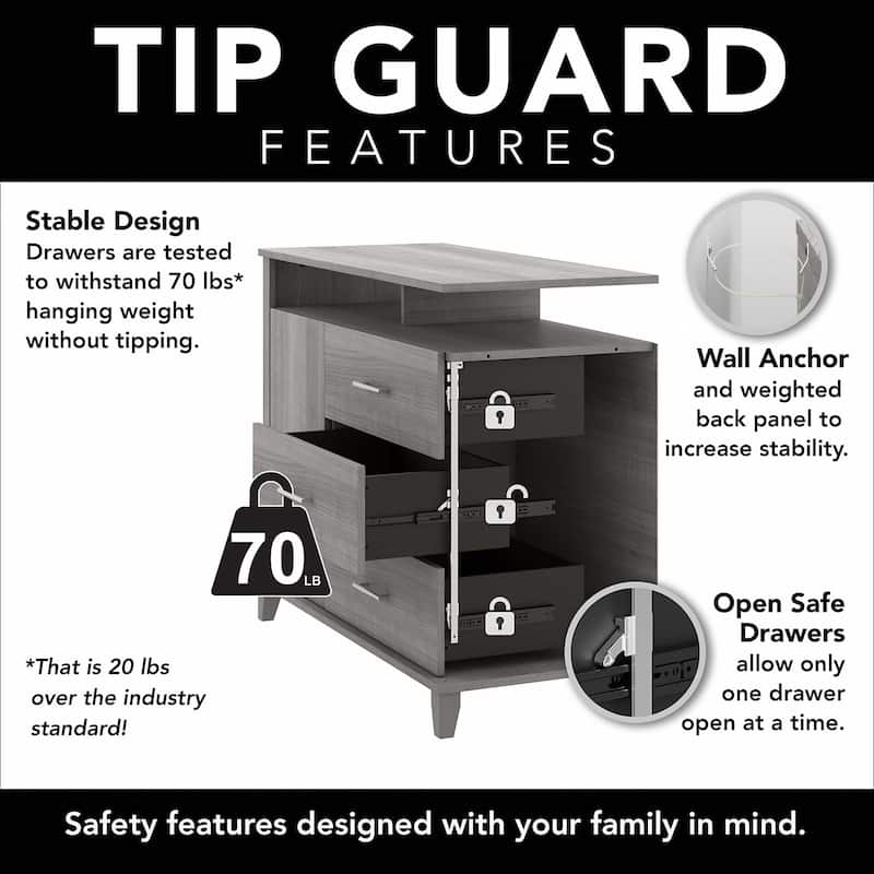 Somerset 3 Drawer Dresser and Bedroom TV Stand by Bush Furniture