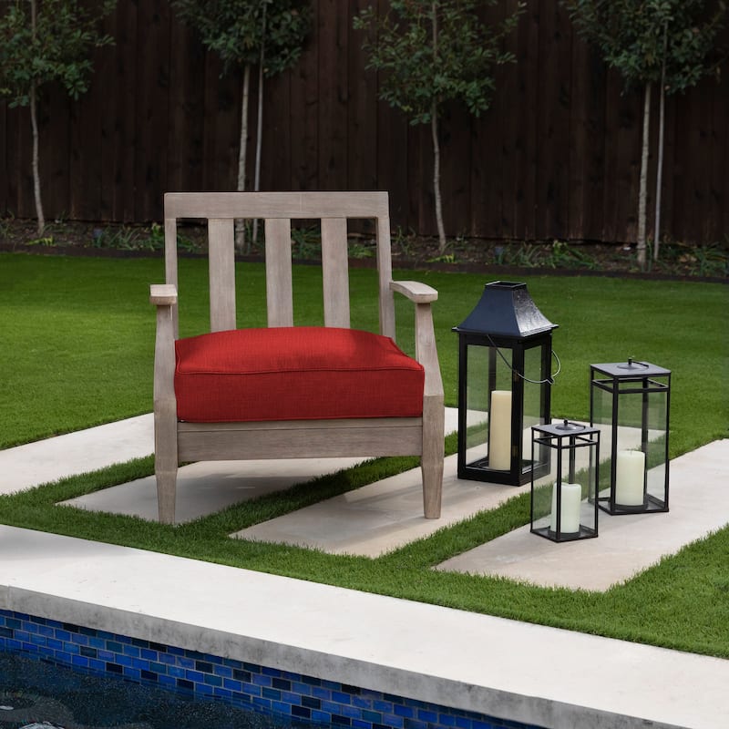 Sorra Home Indoor/Outdoor Solid Deep Seating Corded Cushion - 23.5 x 23 x 5 Deep Seat Cushion Corded - Cherry
