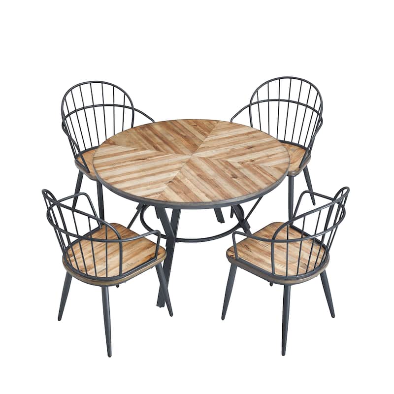 Christopher Knight Home Indoor 5-Piece Dining Set With Metal Legs