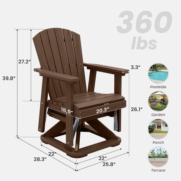 dimension image slide 2 of 6, Set of 2 HDPE Adirondack Swivel Gliders, Outdoor Patio Chair Set