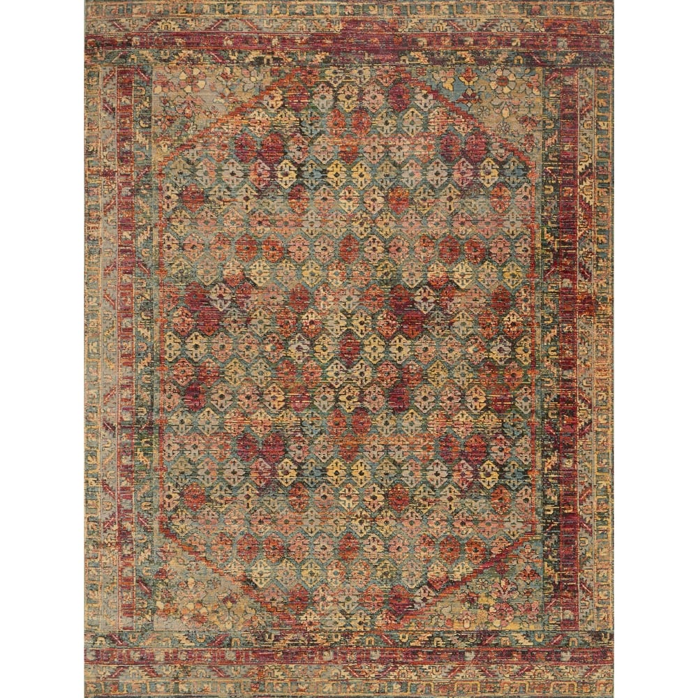 Alexander Home Genova Diamond Fiesta Transitional Border Rug