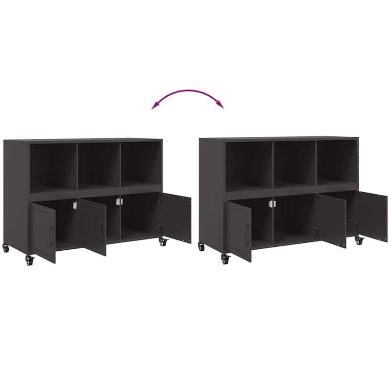vidaXL Sideboard Black Cold-rolled steel Medium Cabinet Rectangular - 15.4 x 39.6 x 28.3