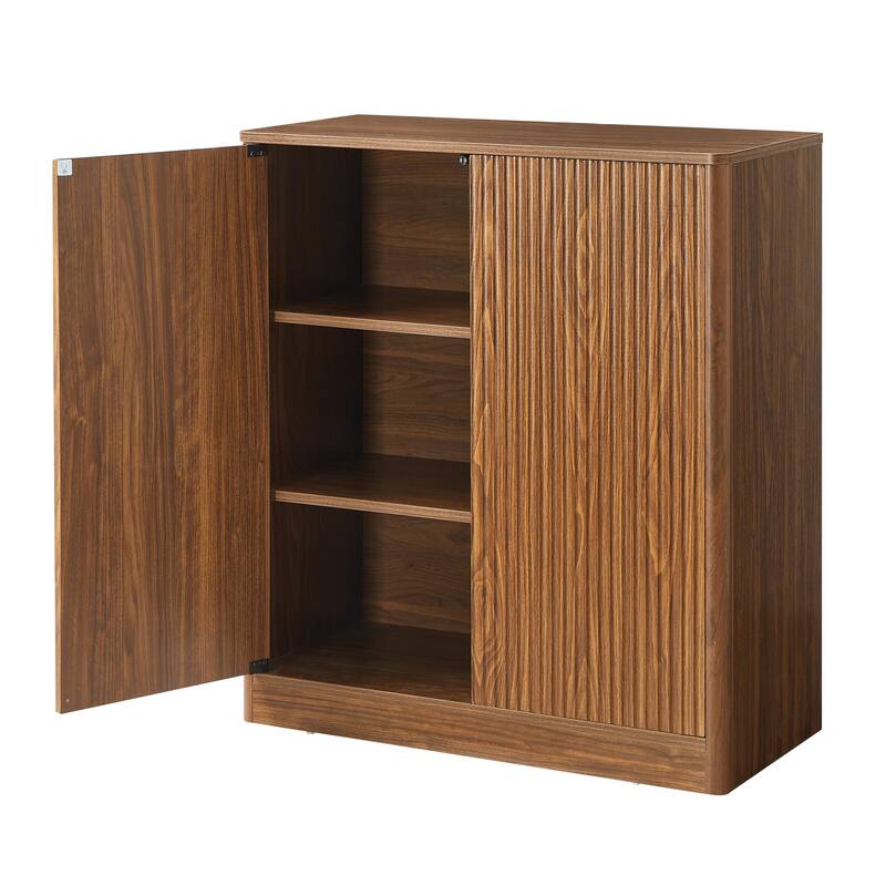 34.3" modern wavy sideboard, curved contour design storage cabinet, 2-door cabinet with storage function for kitchen