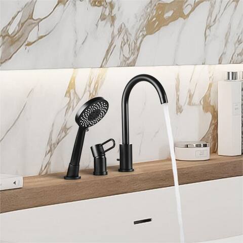4-way Bathroom Tub Faucet with 3-way High-pressure Handheld Showerhead