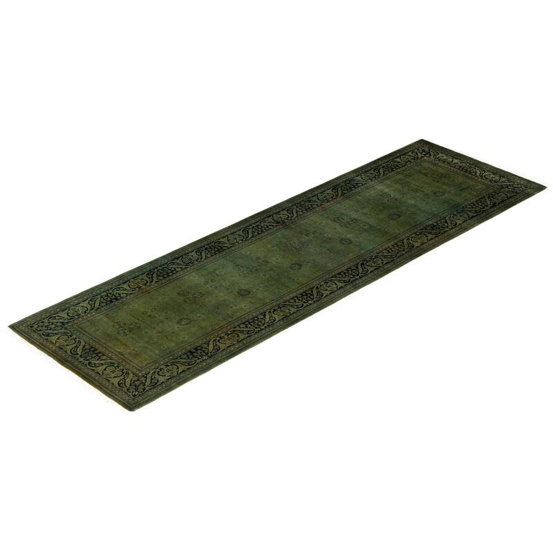 Overdyed One-of-a-Kind Hand-Knotted Area Rug - Green - 2' 8" x 8' 8"