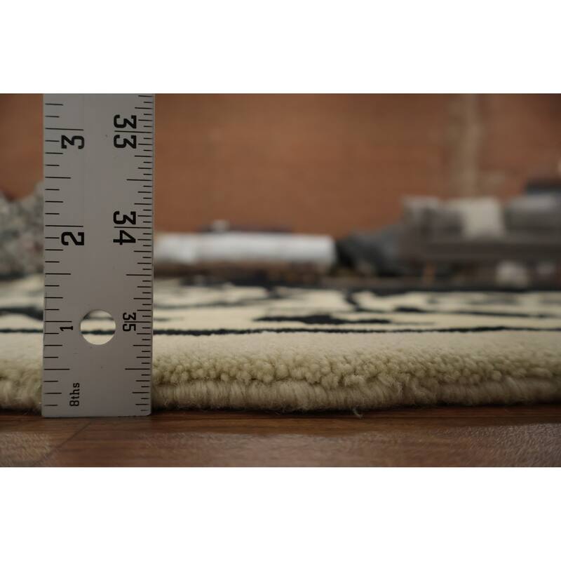 Hand Knotted Oriental 100% Wool Carpet Traditional Floral Black Nepalese Area Rug - 9' 10'' X 8' 3''