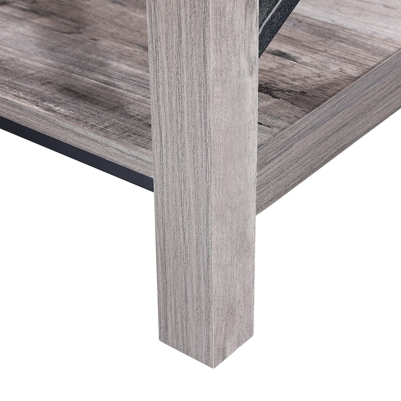 Ledel 39-in Rustic Wood Coffee Table with Storage Shelf