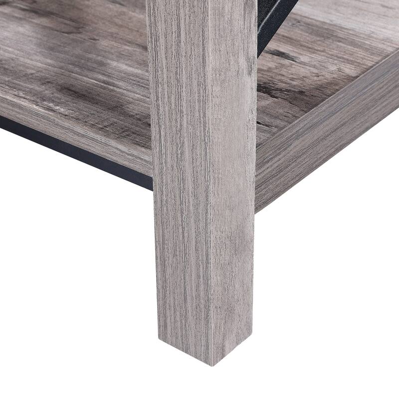 Ledel Rustic Farmhouse End Table Accent Side Table with Storage Shelf
