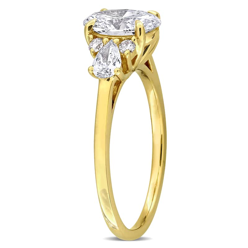 1 3/4ct TW Multi-Shaped Lab-Grown Diamond Ring with Side Stones in 14k Yellow Gold
