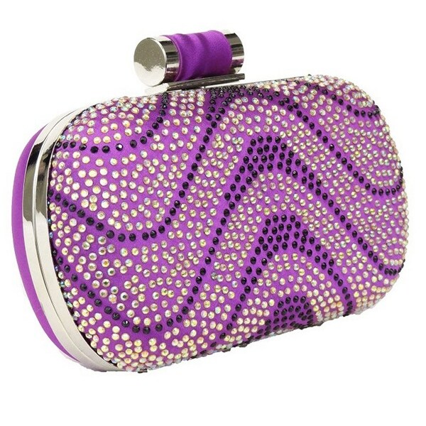 purple glitter clutch bag