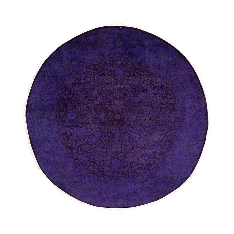 Overdyed One-of-a-Kind Hand-Knotted Area Rug - Purple - 6' 1" x 6' 1"