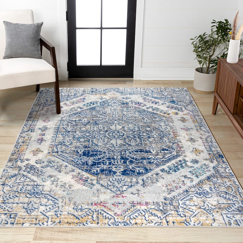 JONATHAN Y Traditional Persian Boho Vintage Area Rug - 4 X 6 - Cream/Blue