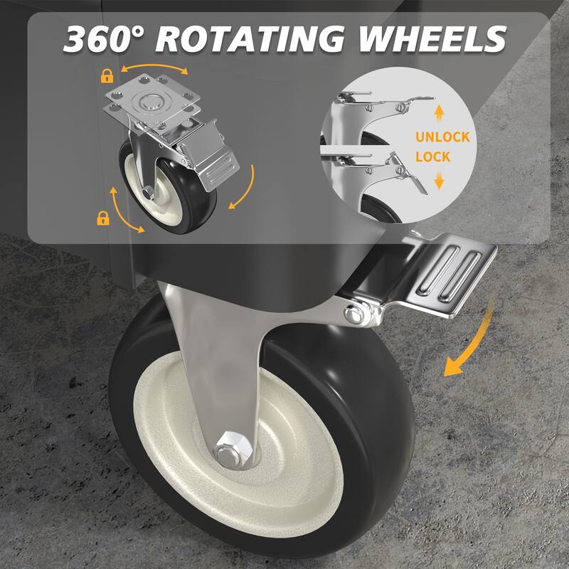 Heavy Duty Plastic Utility Cart 2 Tier Locking Rolling Cart