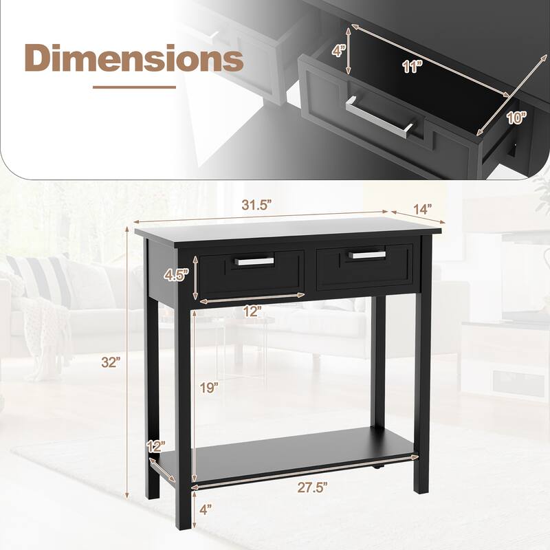Gymax Narrow Console Table with Drawers Retro Accent Sofa Table w/ - See Details