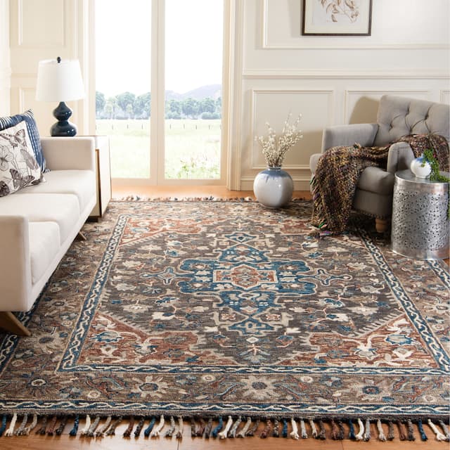 SAFAVIEH Handmade Aspen Lilian Boho Tribal Wool Rug - 6' x 9' - Charcoal/Light Brown